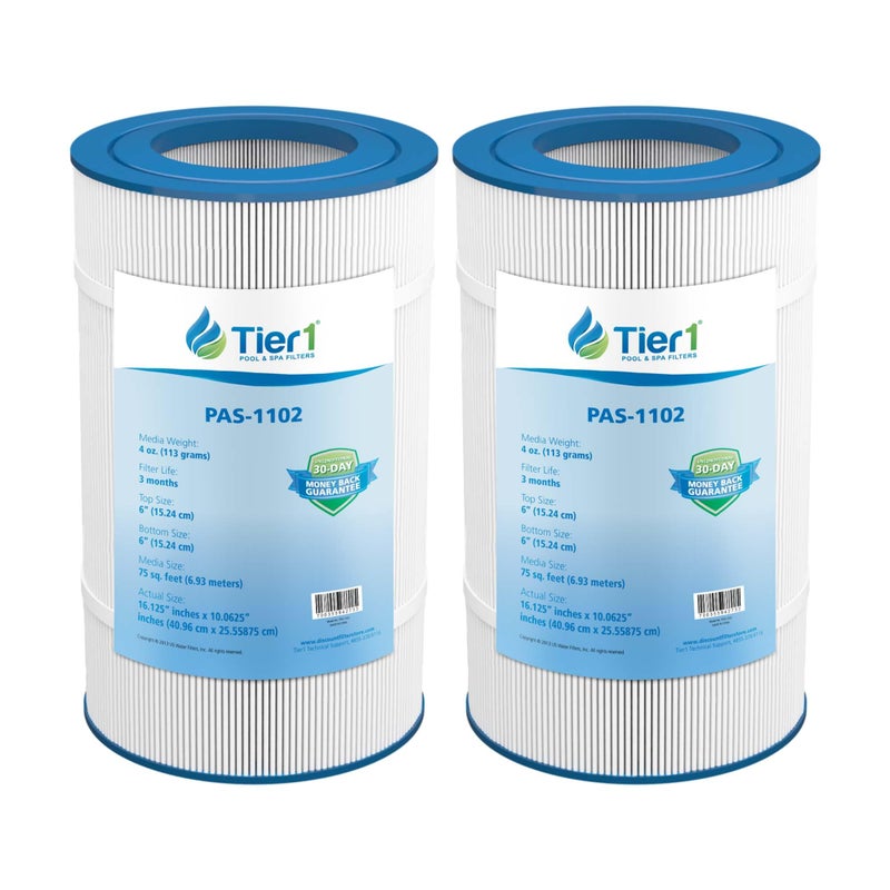 Tier1 Replacement for Pentair Pool Filter Cartridge R173214 â€“ 2 Pack | Compatible with Pleatco PAP75, Unicel C-9407, Filbur FC-0685 | 16-1/8" x 10-1/16" | Trilobal Fabric | Washable Cartridge - Image 1